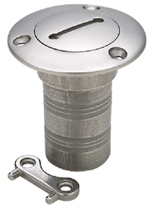 Seachoice 50-32251 - Stainless Steel Deck Fill With Cap (Chain Tether) For 1-1/2" Hose