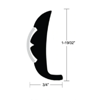 Taco Metal - Rigid Rubrail 20ft White, 1” 19/32 x 3/4” x 20'